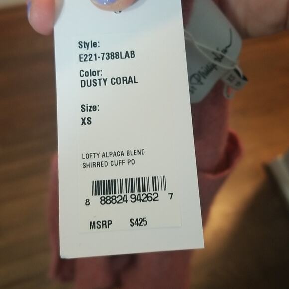 NWT 3.1 PHILLIP LIM Lofty Alpaca Blend Shirred Cuff Sweater In Dusty Coral - Picture 7 of 8